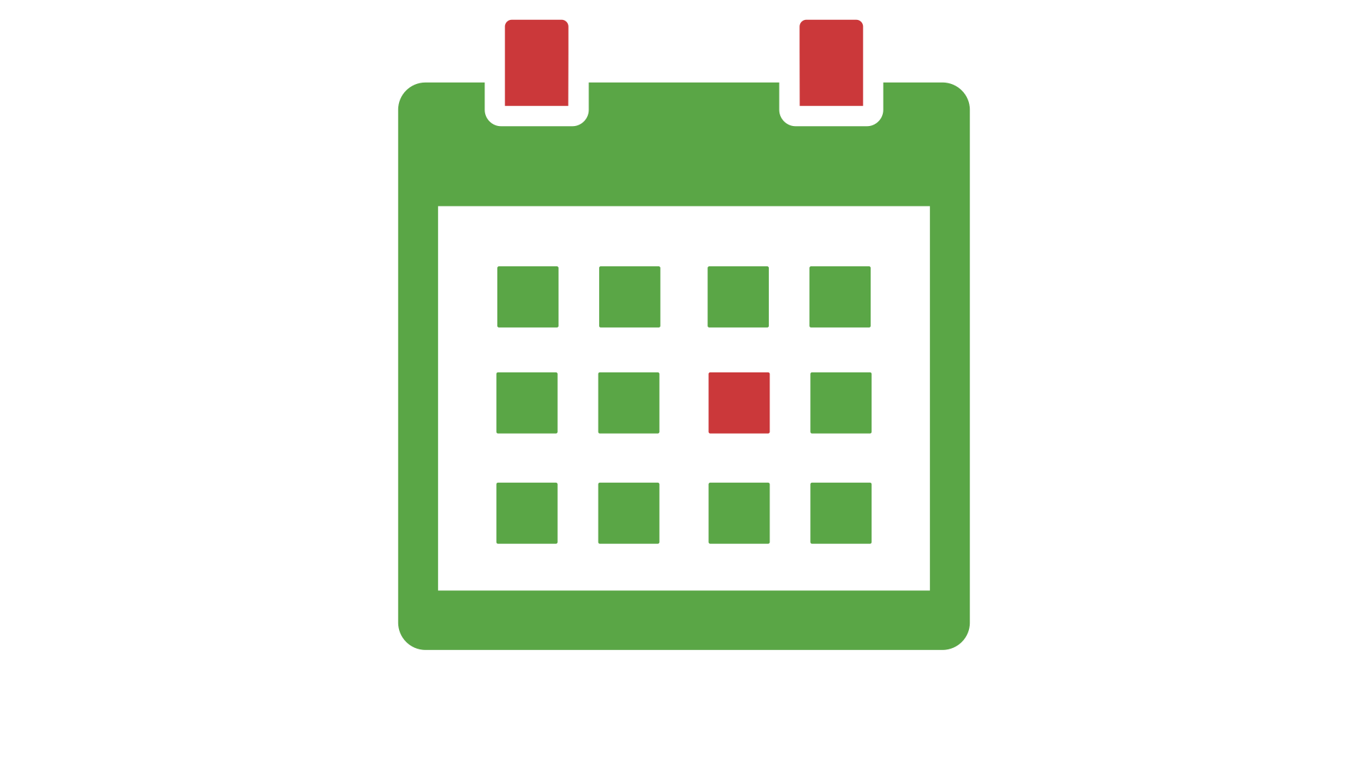 Groene kalender met 1 hokje rood